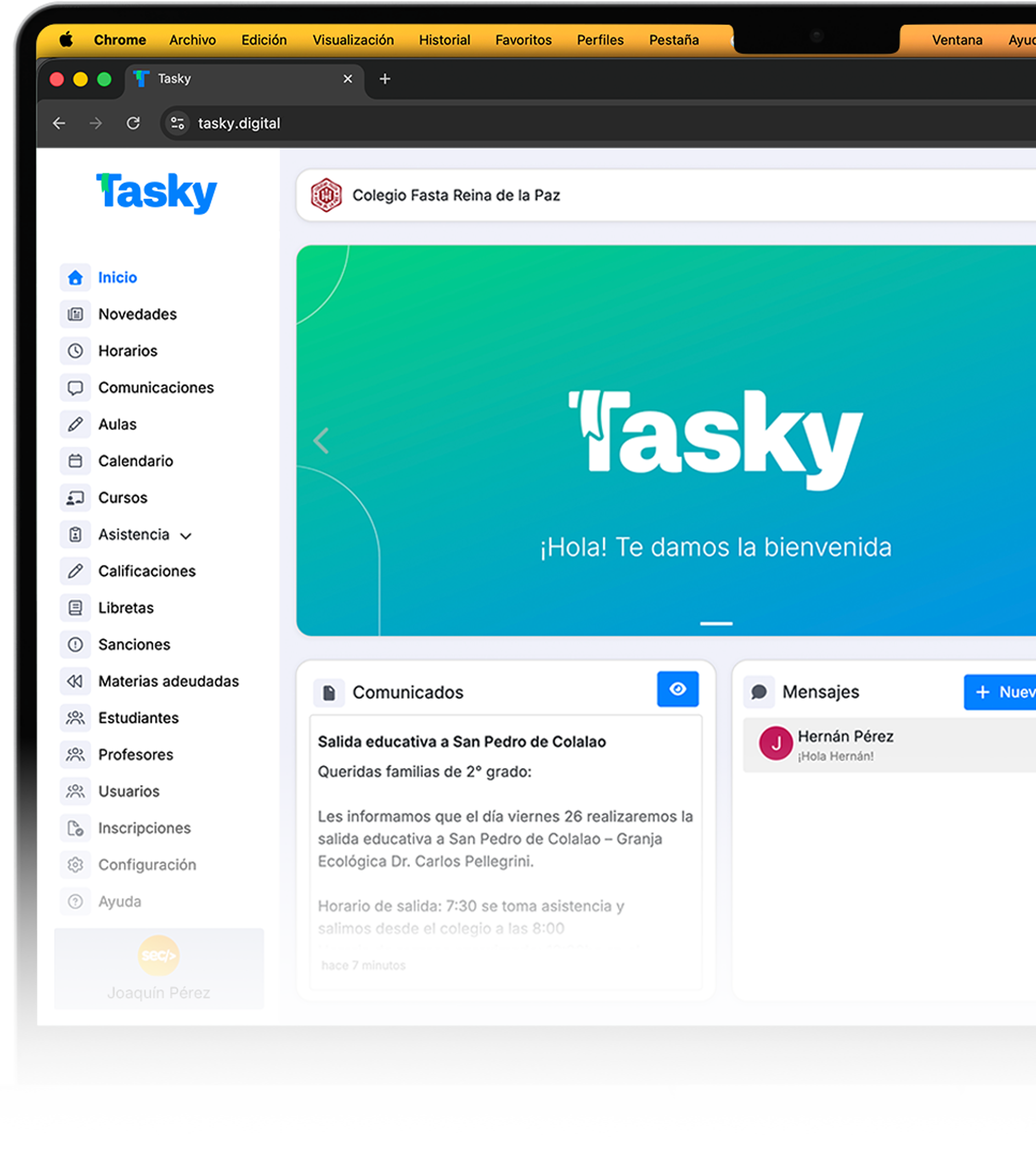 Mockup desktop de Tasky